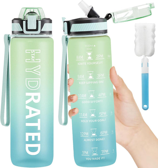 Leakproof BPA Free Water Bottle with Straw 32oz (1 Bottle) | GreenLifeHuman Emporium