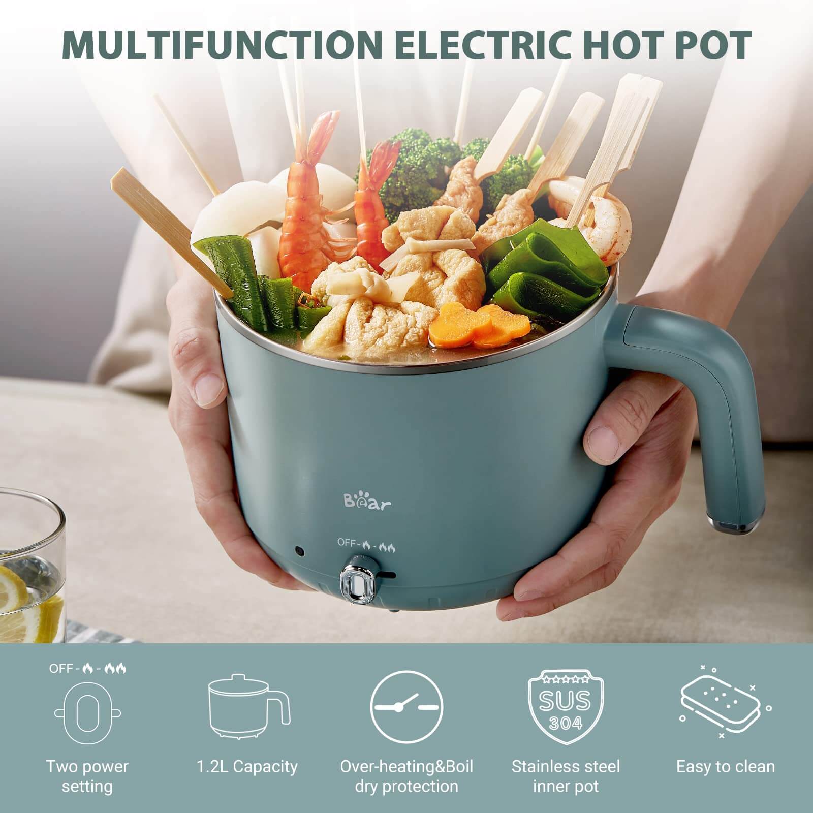 Smart Cooking: Bear Electric Pot with Boil-Dry Protection