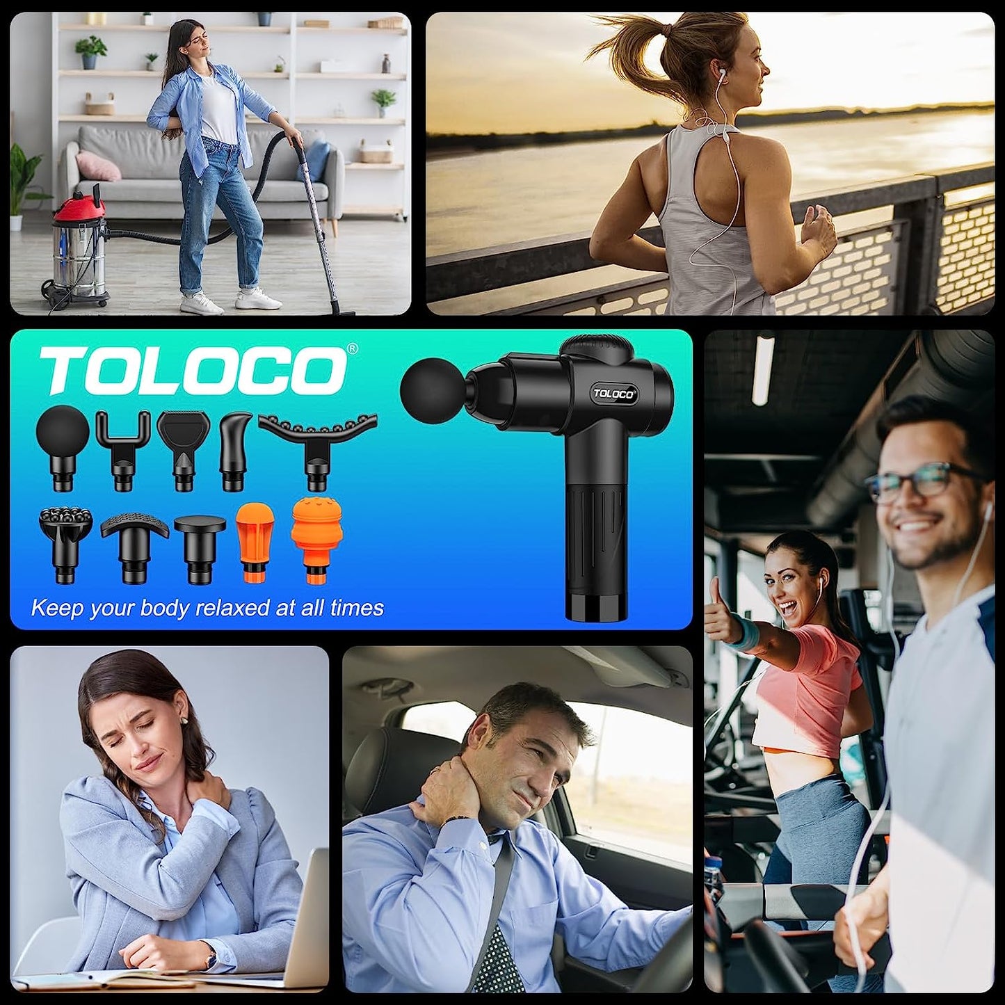 TOLOCO Muscle Massage Gun for Athletes - Deep Tissue Massager (Black) | GreenLifeHuman Emporium