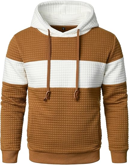 Mens Plaid Hooded Sweatshirt Long Sleeve Casual Hoodie
