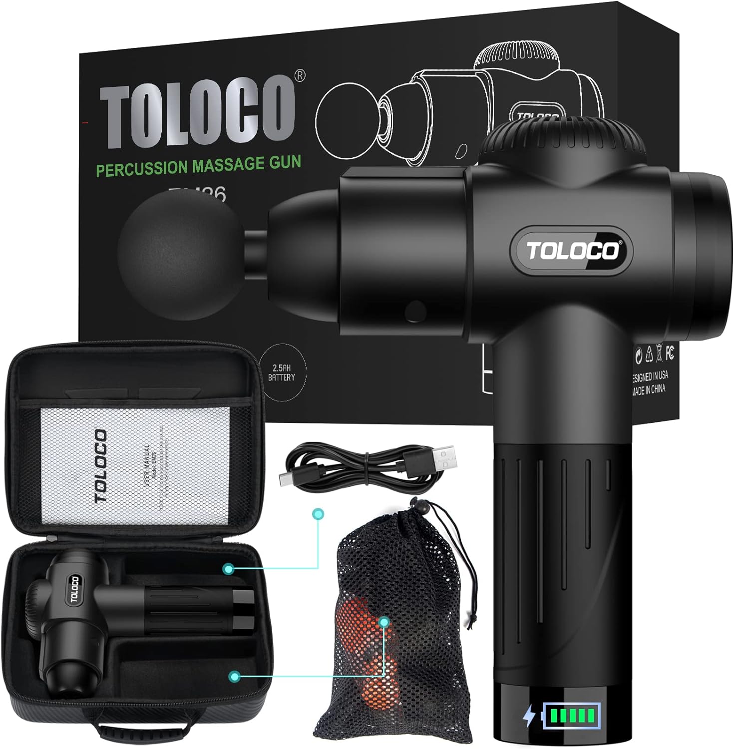 TOLOCO Muscle Massage Gun for Athletes - Deep Tissue Massager (Black) | GreenLifeHuman Emporium