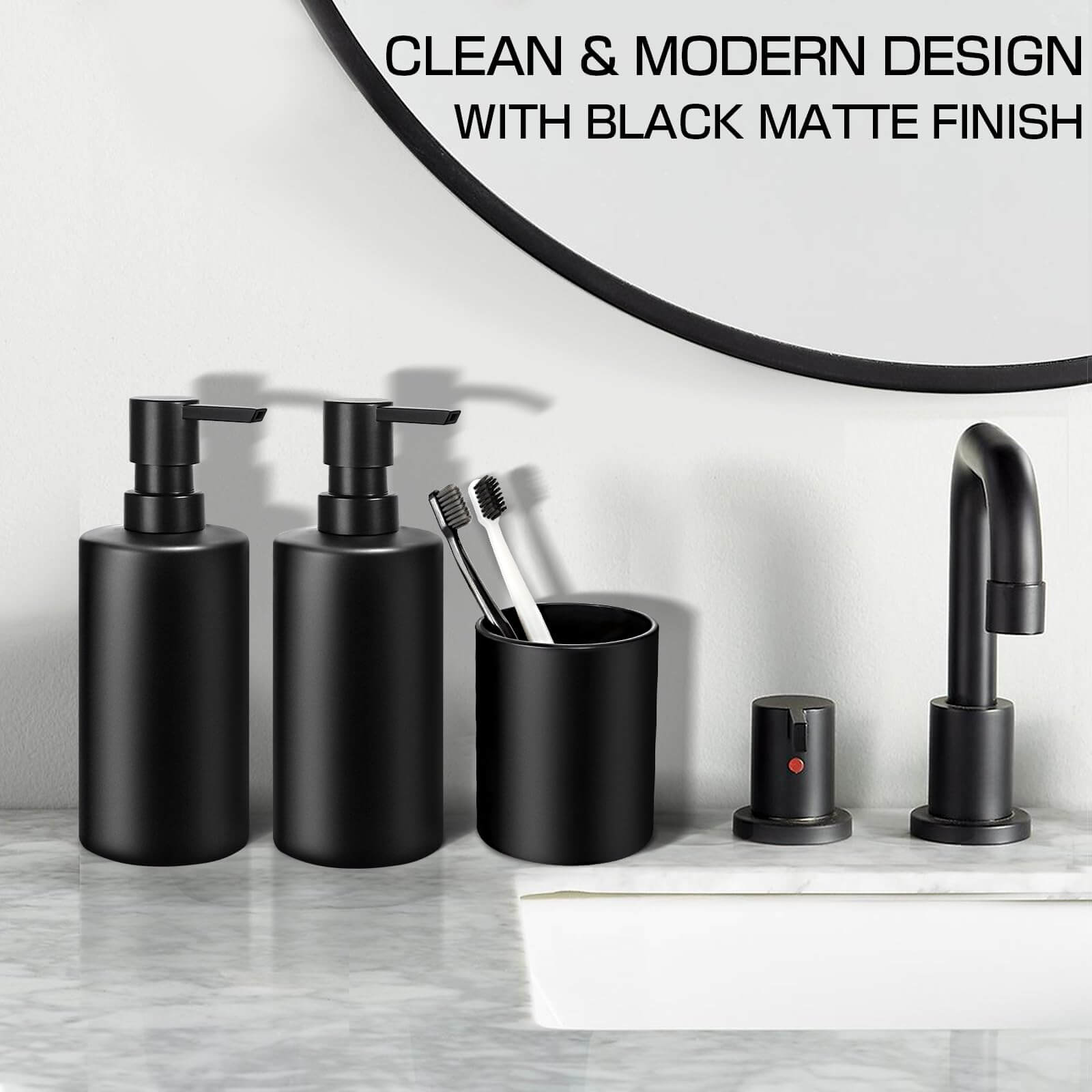 Matte Black Elegance: 5-Piece Bathroom Accessory Set