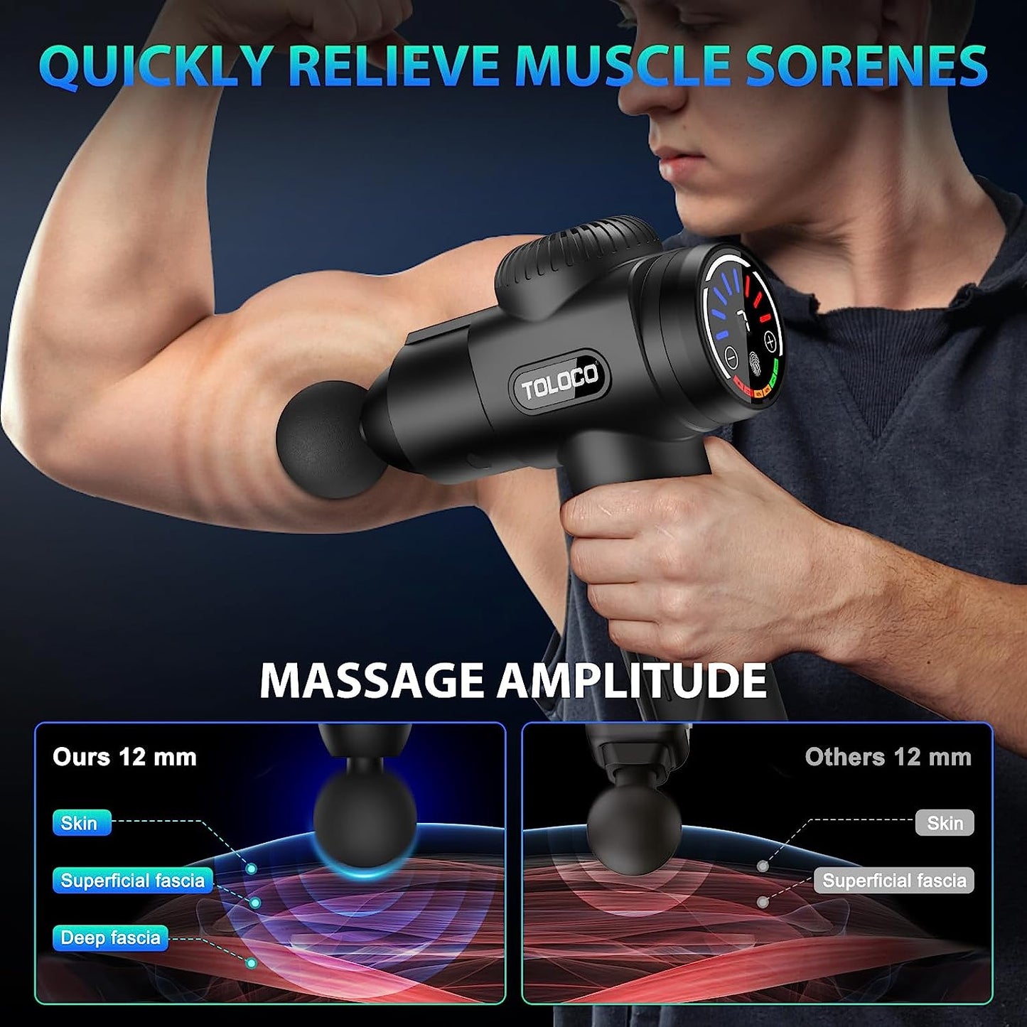 TOLOCO Muscle Massage Gun for Athletes - Deep Tissue Massager (Black) | GreenLifeHuman Emporium