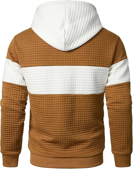 Mens Plaid Hooded Sweatshirt Long Sleeve Casual Hoodie