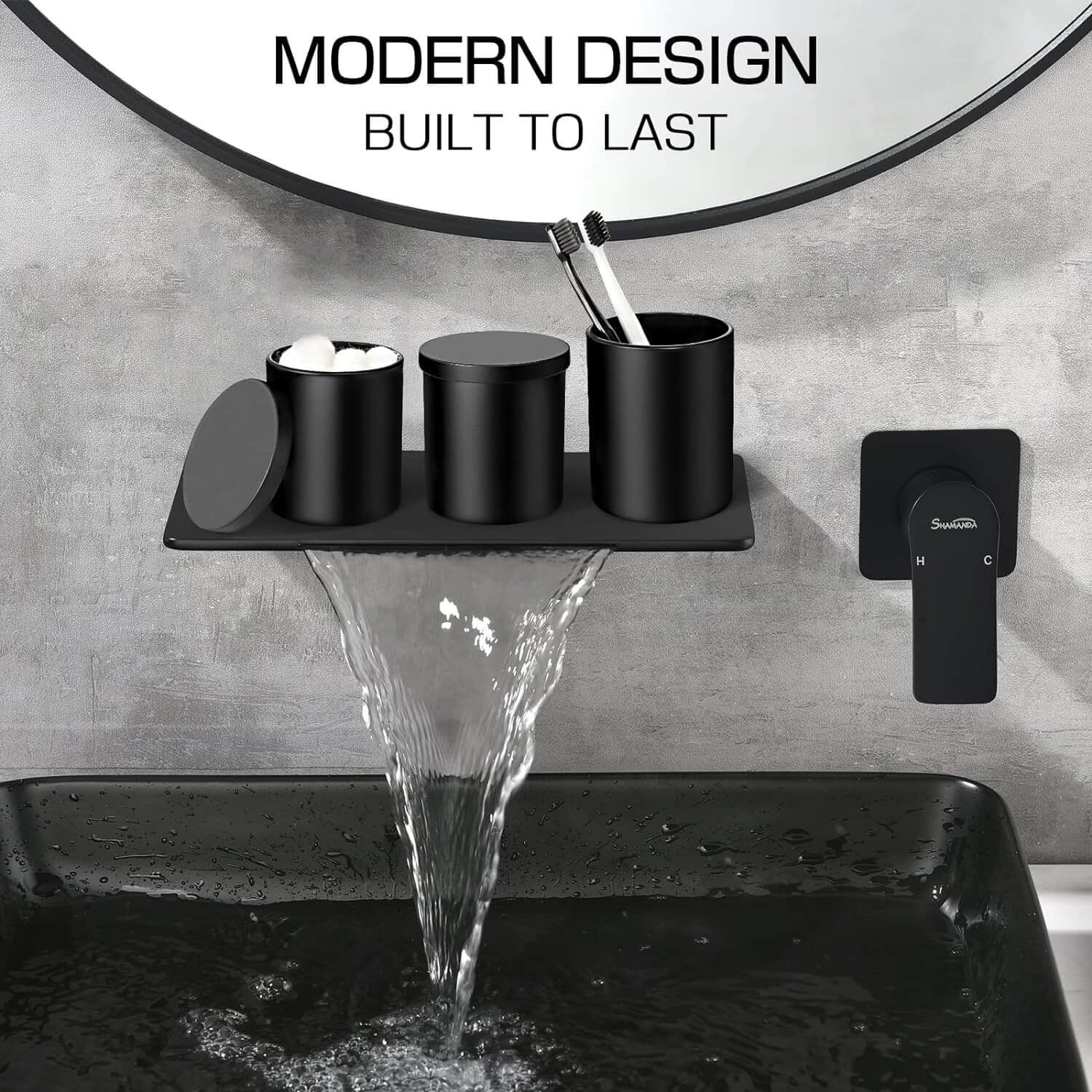 Matte Black Elegance: 5-Piece Bathroom Accessory Set