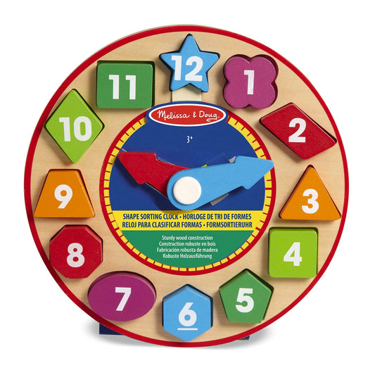 Melissa & Doug Shape Sorting Clock - Wooden Educational Toy 3+