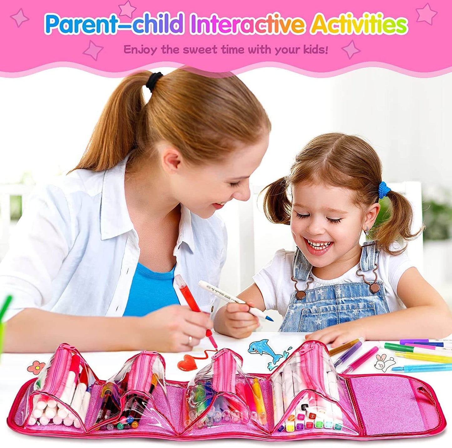 Kids Art Supply Kit with Washable Markers