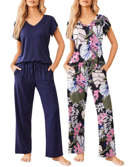 Comfort Duo: 2 Pack Women’s Short Sleeve Pajamas