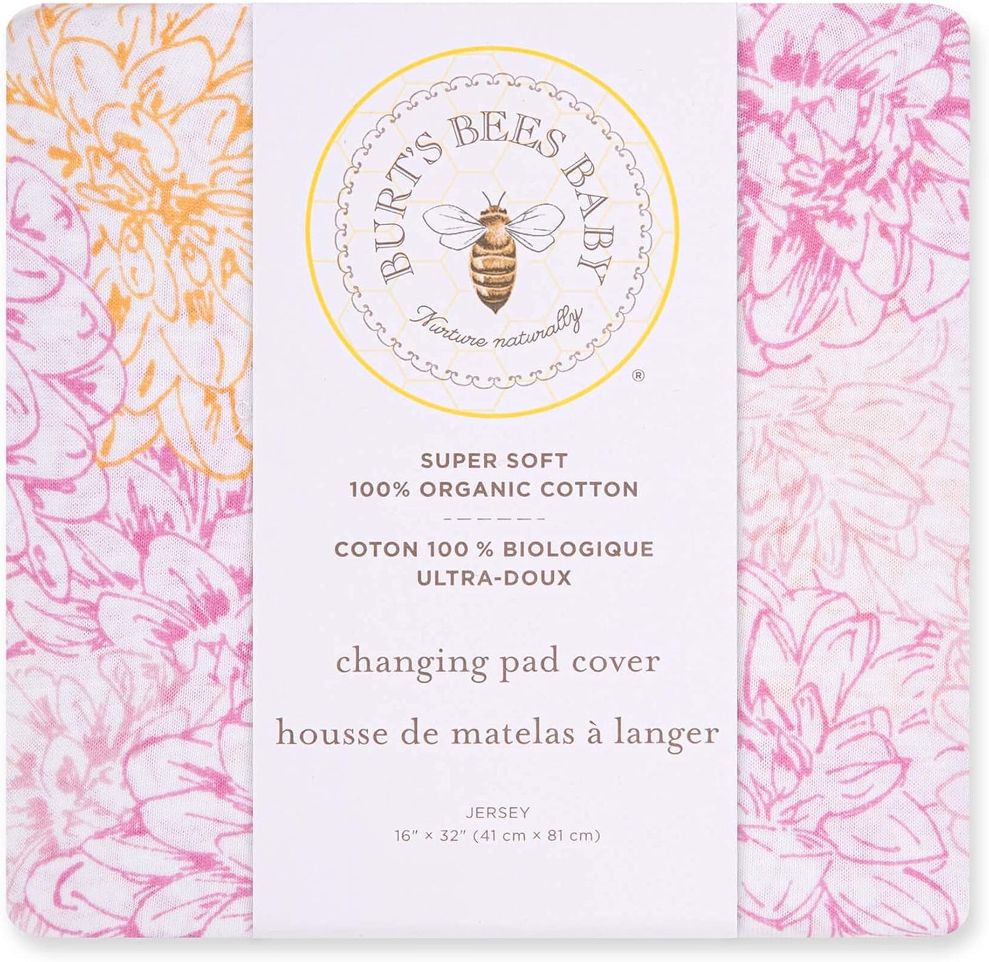 Burts Bees Baby Floral Organic Cotton Changing Pad Cover