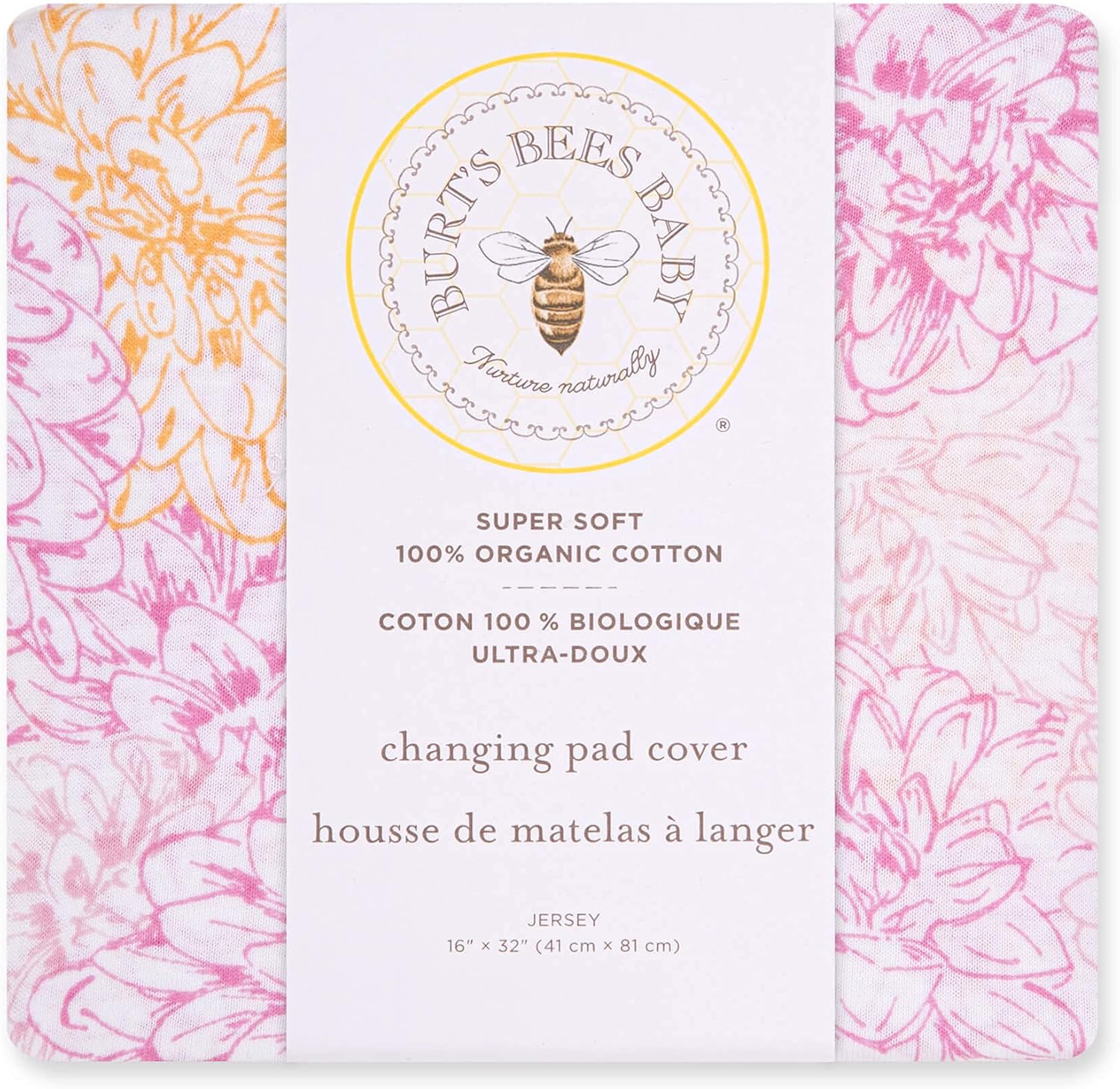 Burts Bees Baby Floral Organic Cotton Changing Pad Cover