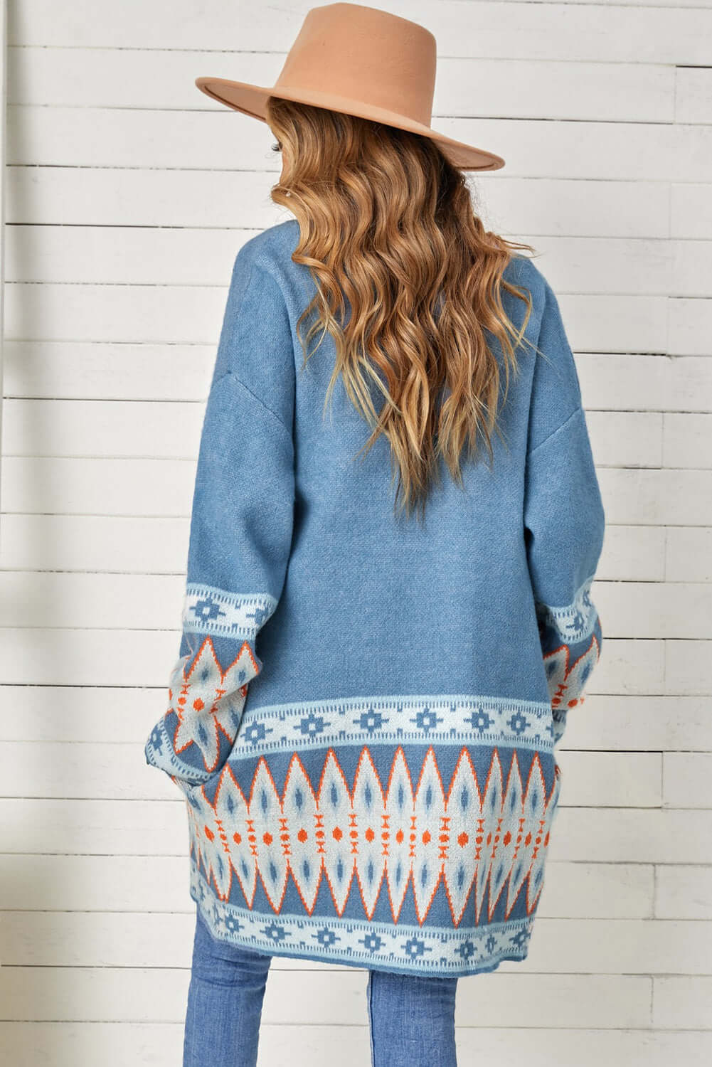 Patterned Charm: Long Sleeve Open Cardigan