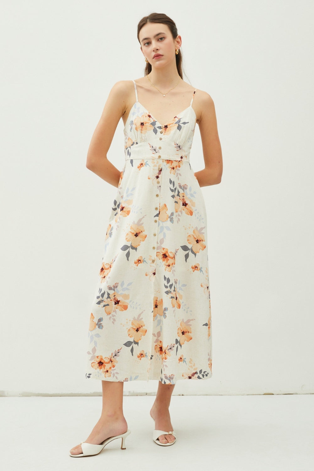 Summer Serenity: Floral Cami Midi Dress