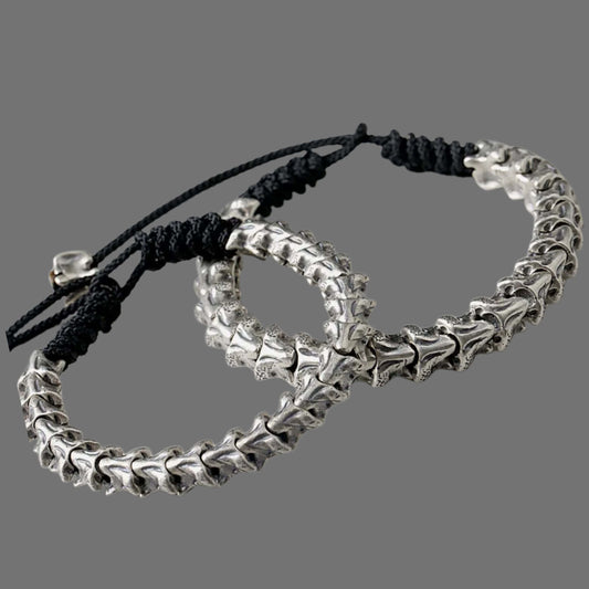 925 Sterling Silver Snake Bone Charm Bracelet