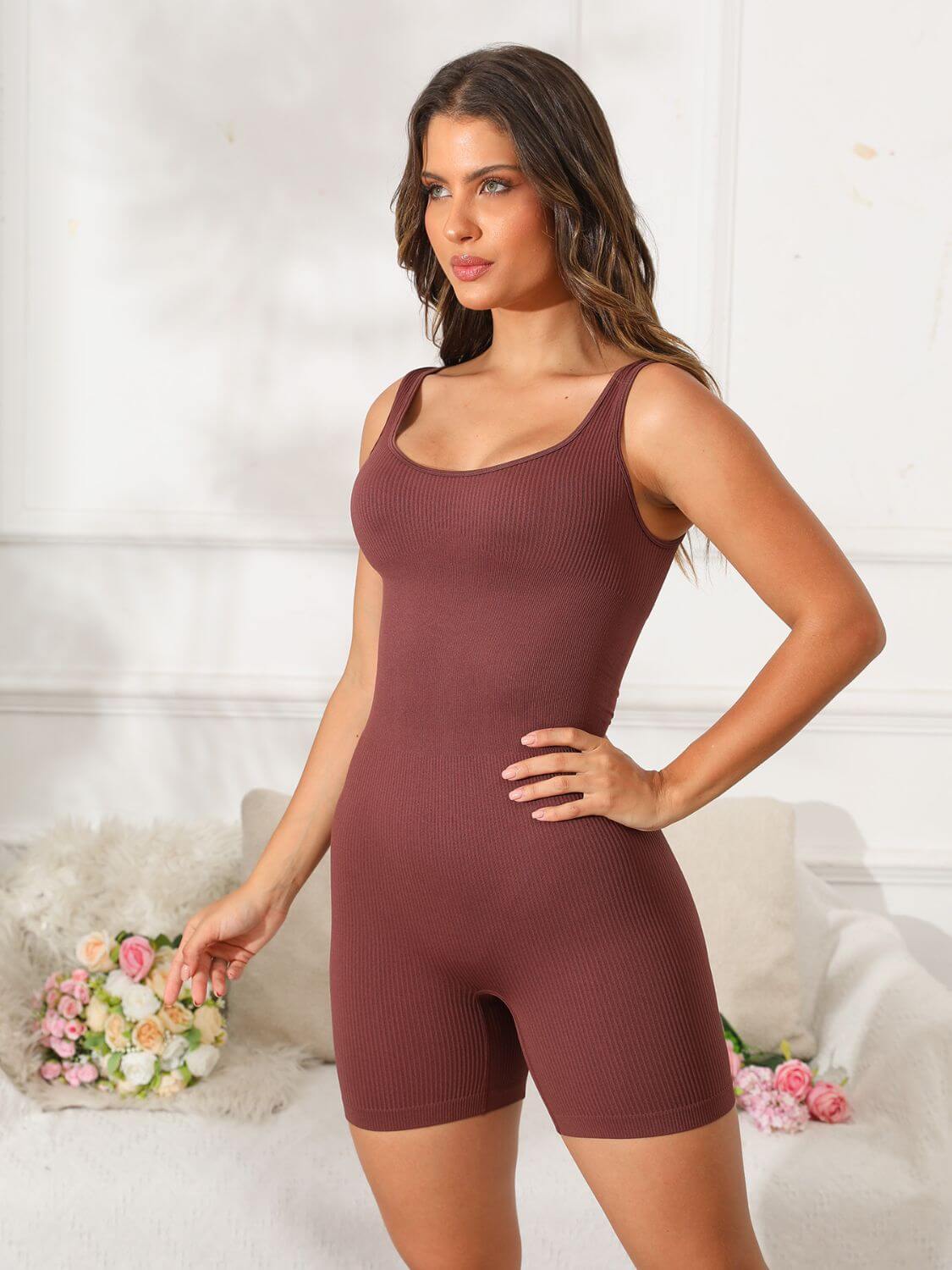 Active Comfort Wide Strap Scoop Neck Romper