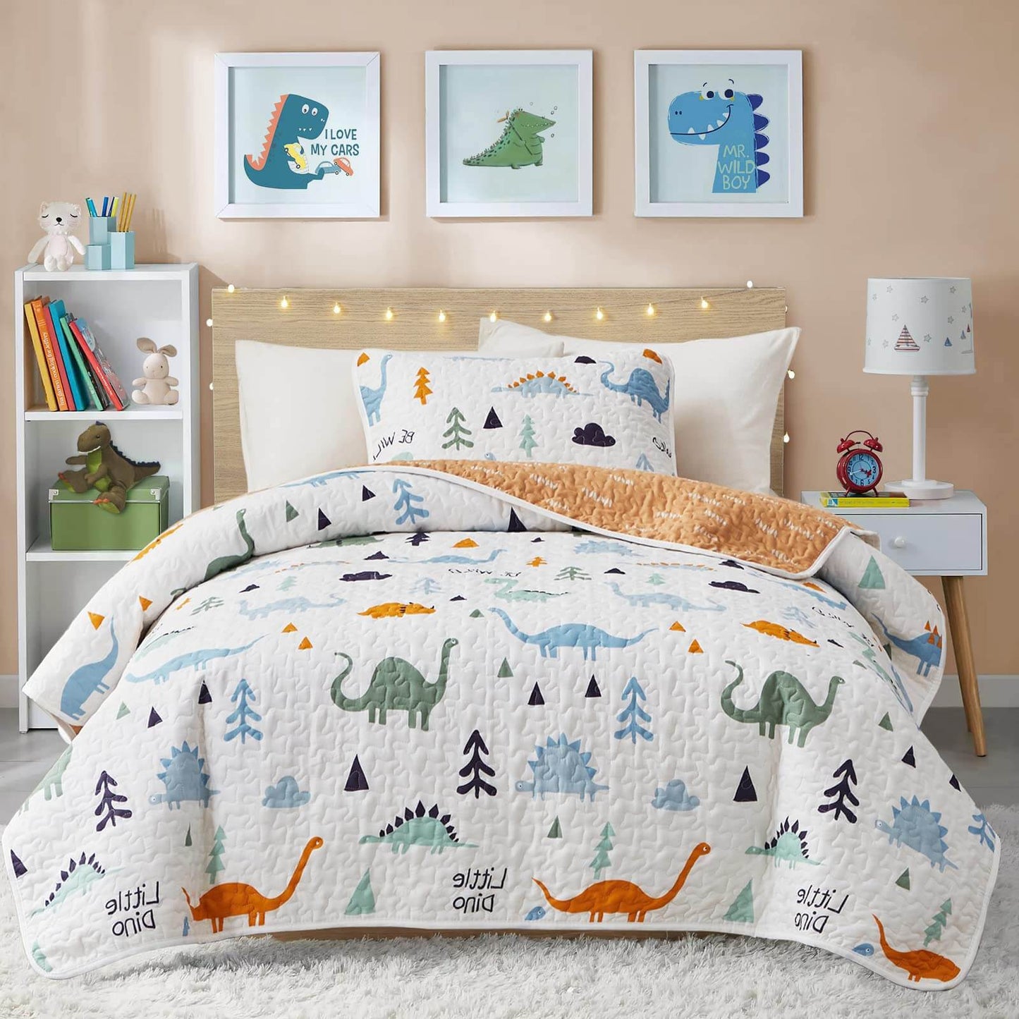 All-Season Dino 2-Piece Reversible Cotton Quilt Set-Twin