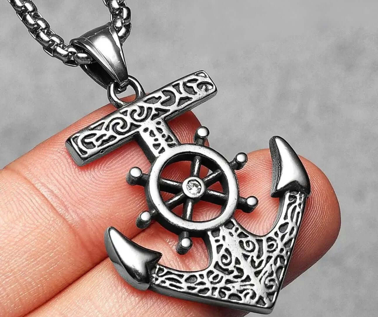 Anchor Energy Punk Style Rudder Steel Necklace