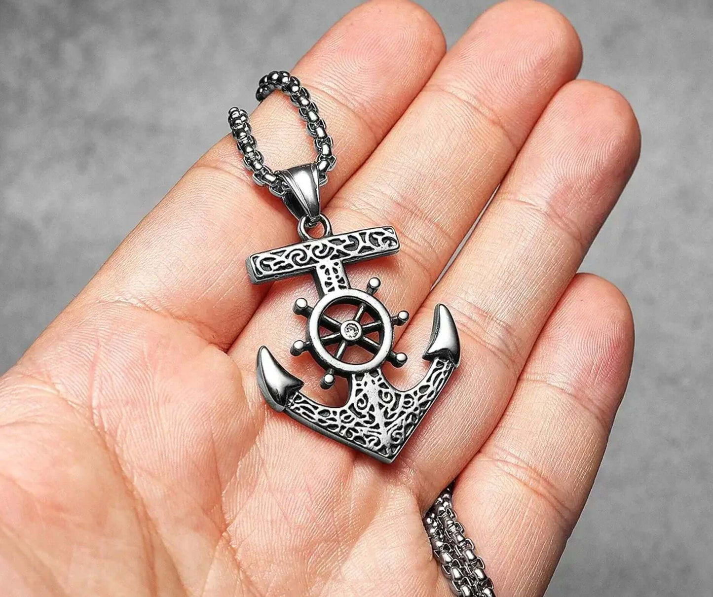 Anchor Energy Punk Style Rudder Steel Necklace