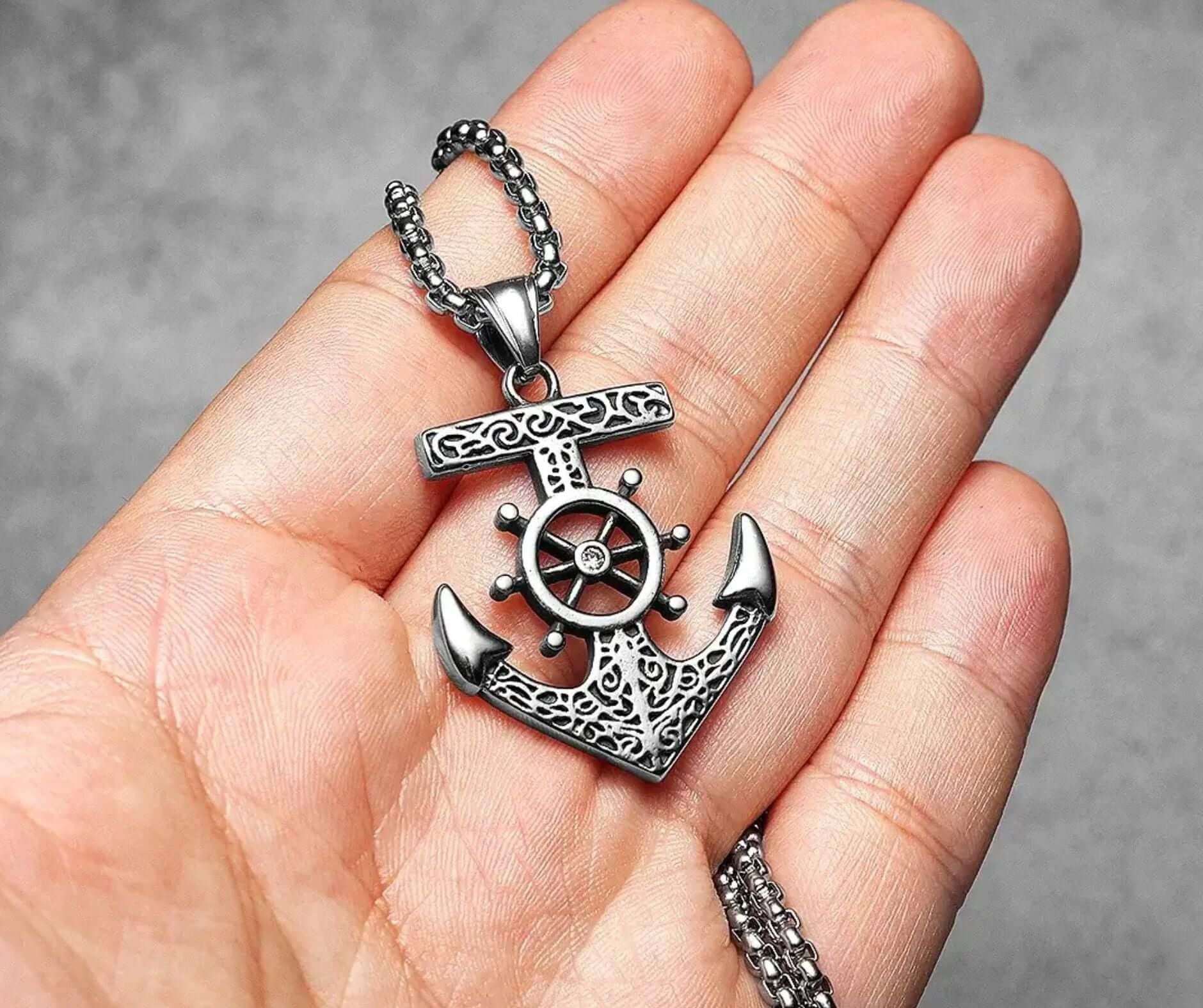 Anchor Energy Punk Style Rudder Steel Necklace