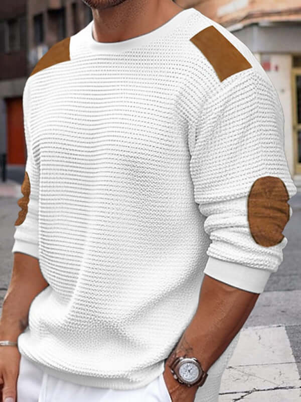 Autumn Chill Mens Patchwork Textured Sweater