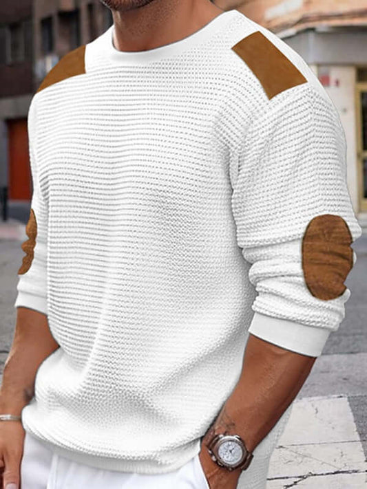 Autumn Chill Mens Patchwork Textured Sweater