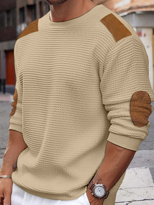 Autumn Chill Mens Patchwork Textured Sweater