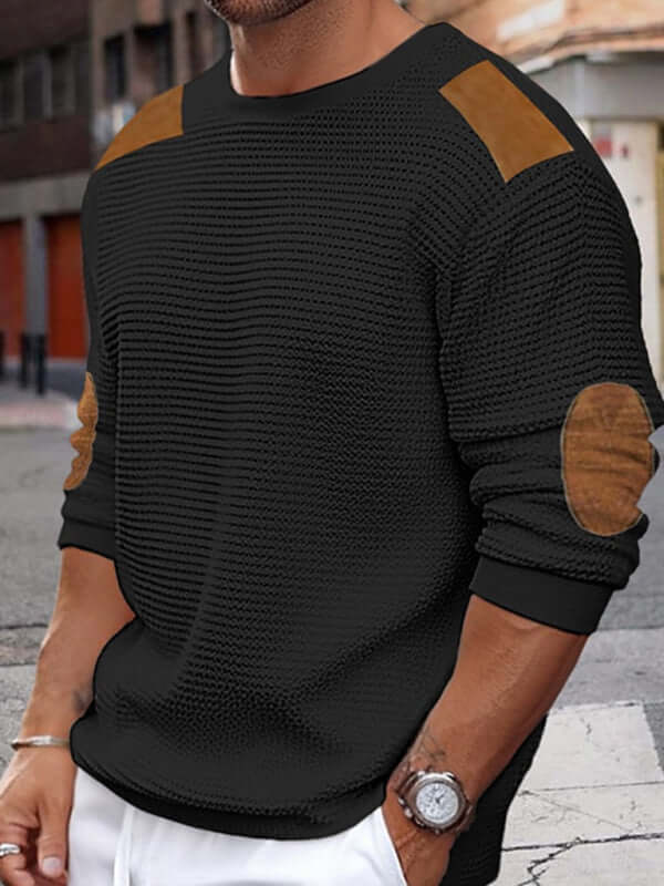 Autumn Chill Mens Patchwork Textured Sweater
