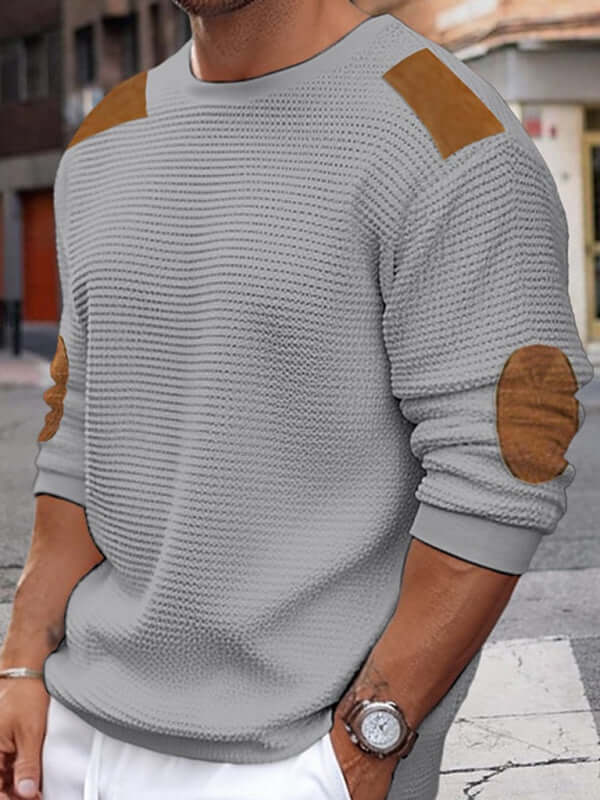 Autumn Chill Mens Patchwork Textured Sweater