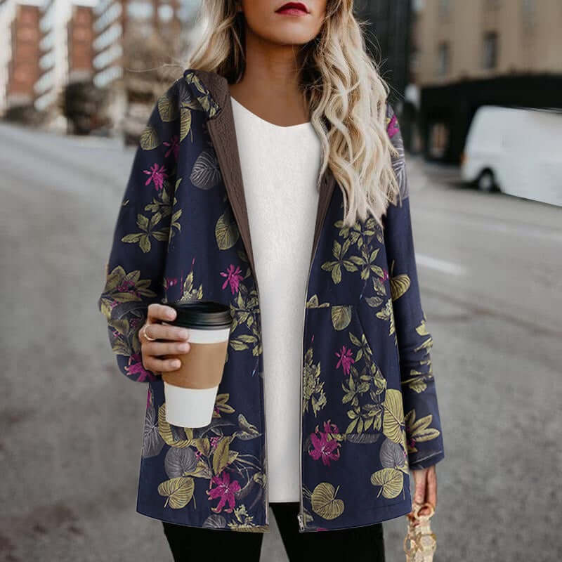 Winter Luxe: Hooded Long Sleeve Vintage Coat