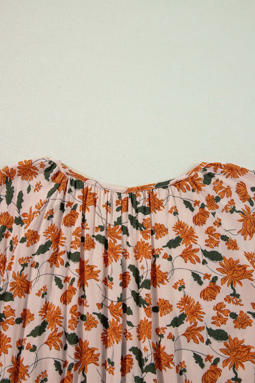 Beige Floral V Neck Smocked Babydoll Dress