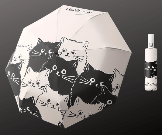 Purr-fect Cover: UV-Blocking Cat Print Umbrella