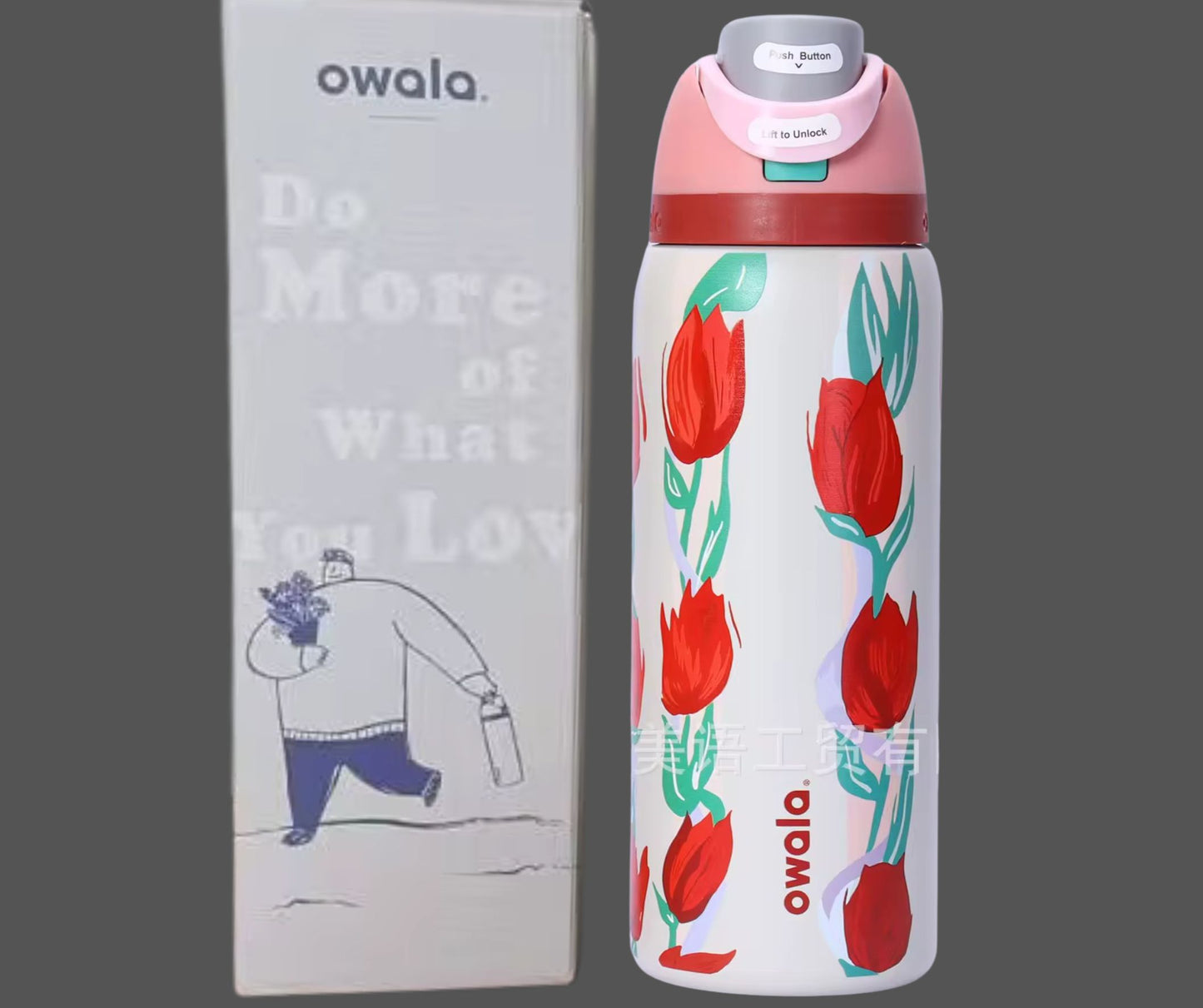 Cartoon Insulated Water Bottle with Straw 24oz/32oz