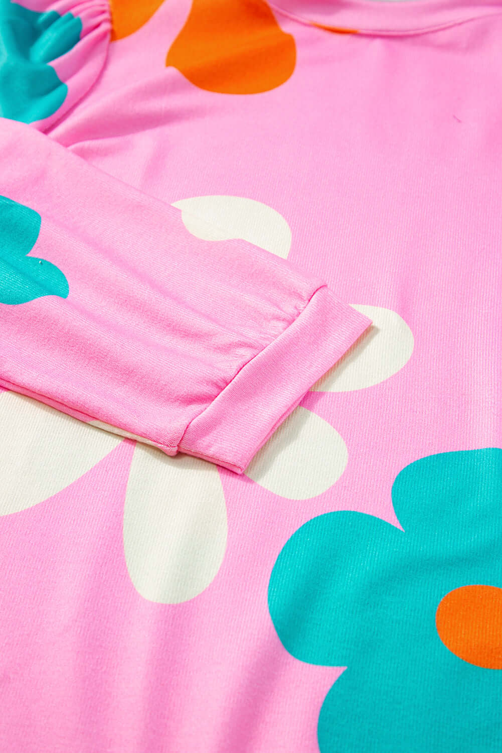 Blossom Beauty Floral Print Ruched Bracelet Sleeve Top