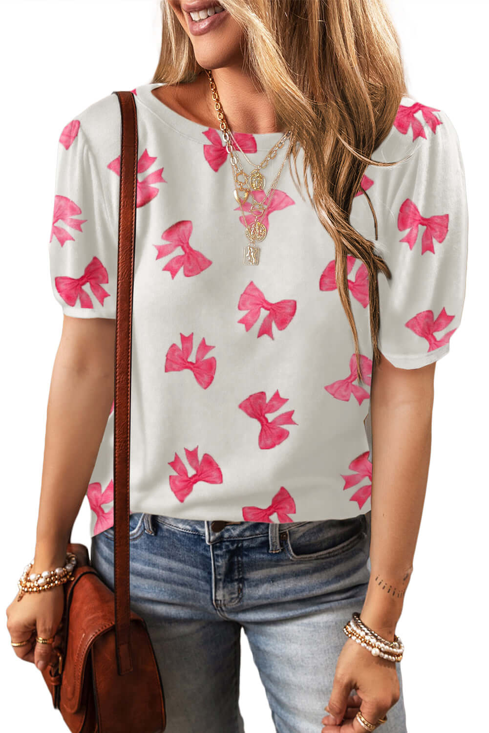 Blossom Breeze Floral Bubble Sleeve Top