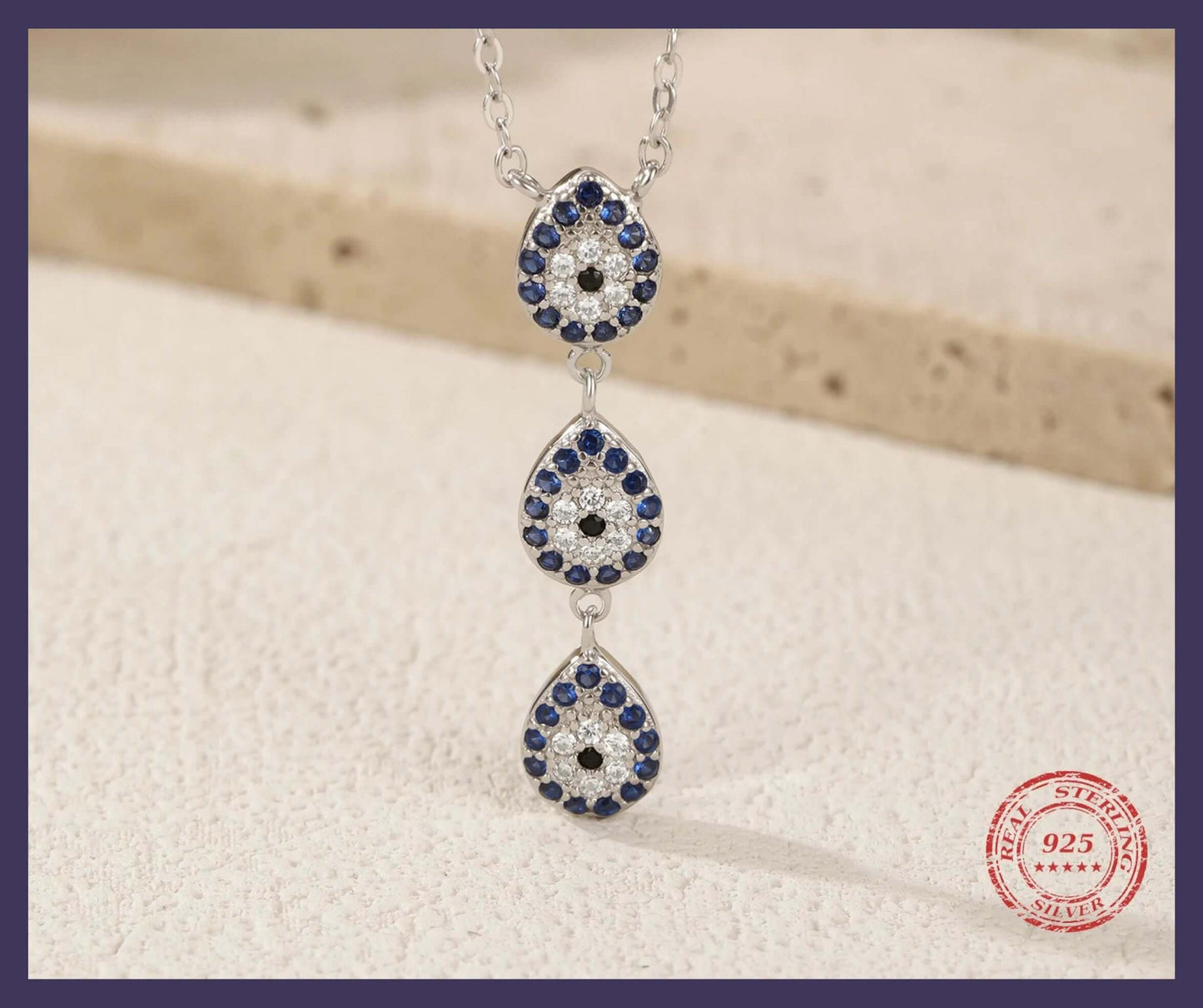 Blue Elegance Sterling Silver Water Drop Y Necklace