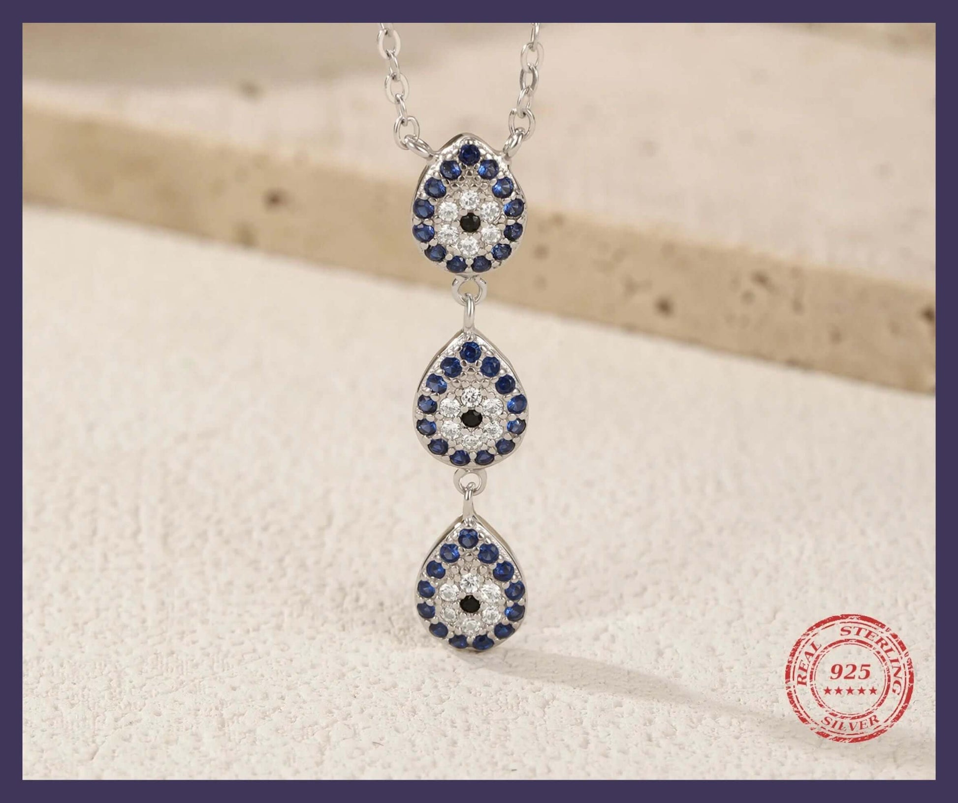 Blue Elegance Sterling Silver Water Drop Y Necklace