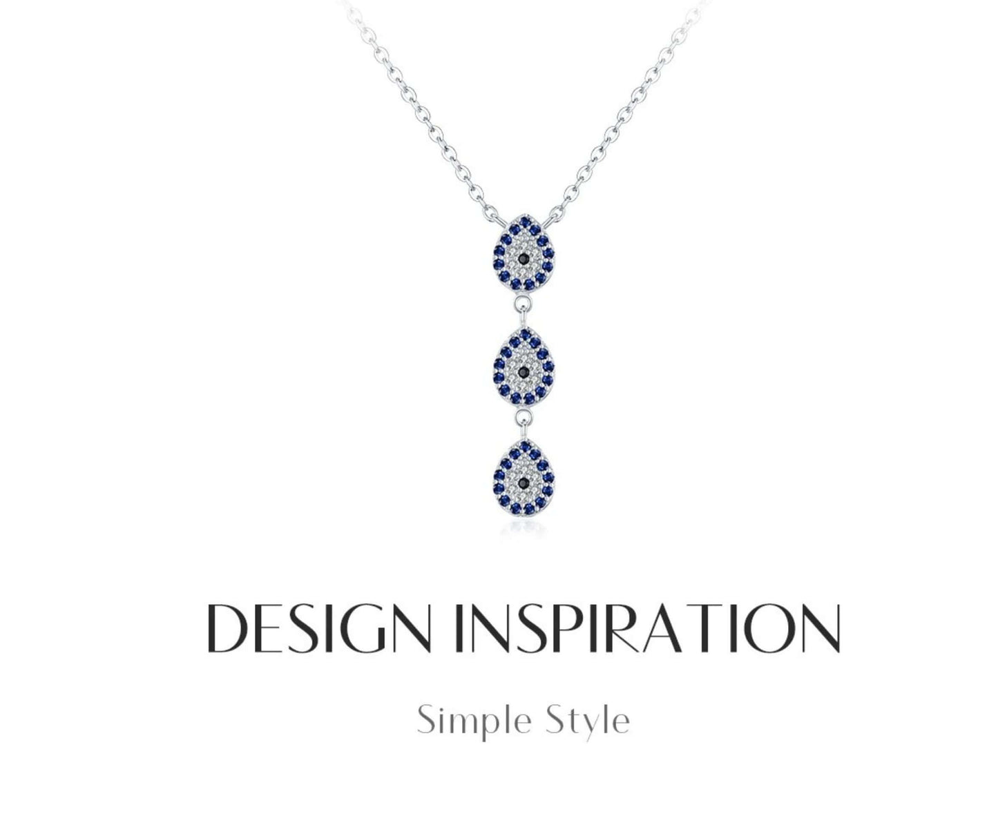 Blue Elegance Sterling Silver Water Drop Y Necklace