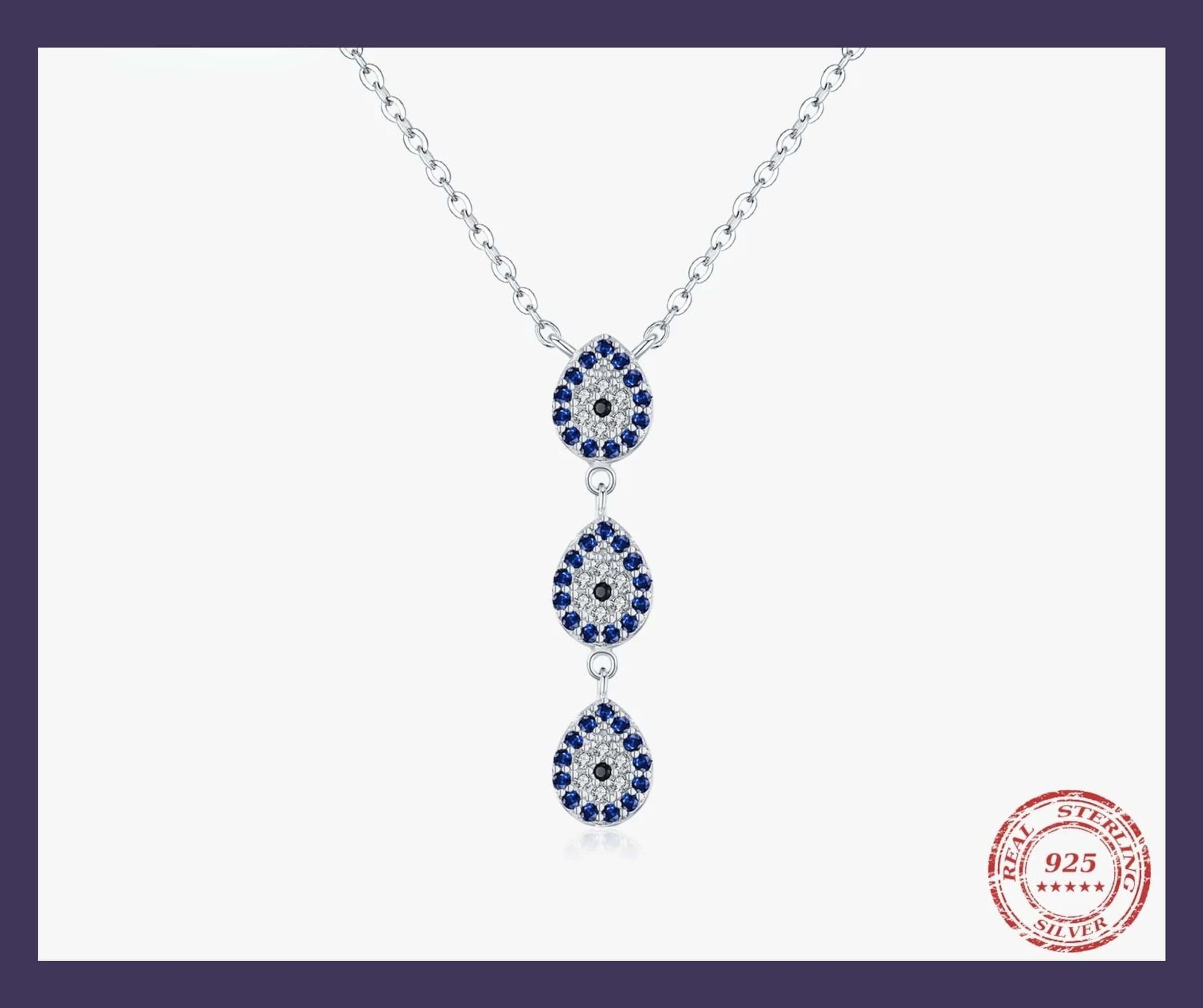 Blue Elegance Sterling Silver Water Drop Y Necklace