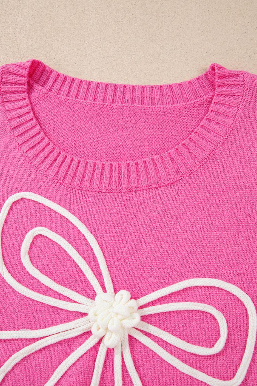 Bow Detail Round Neck Sweater for Women