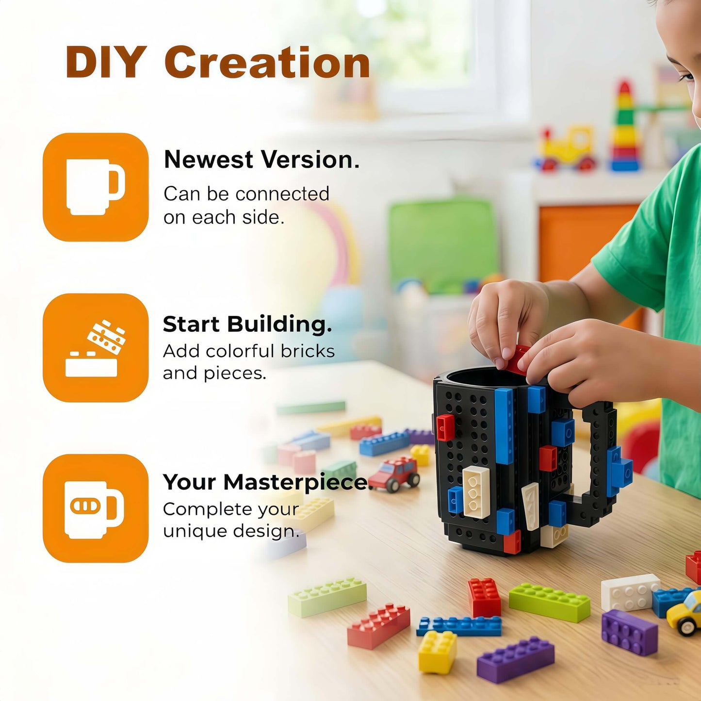 Build-On Brick Coffee Mug Funny DIY Gift Cup
