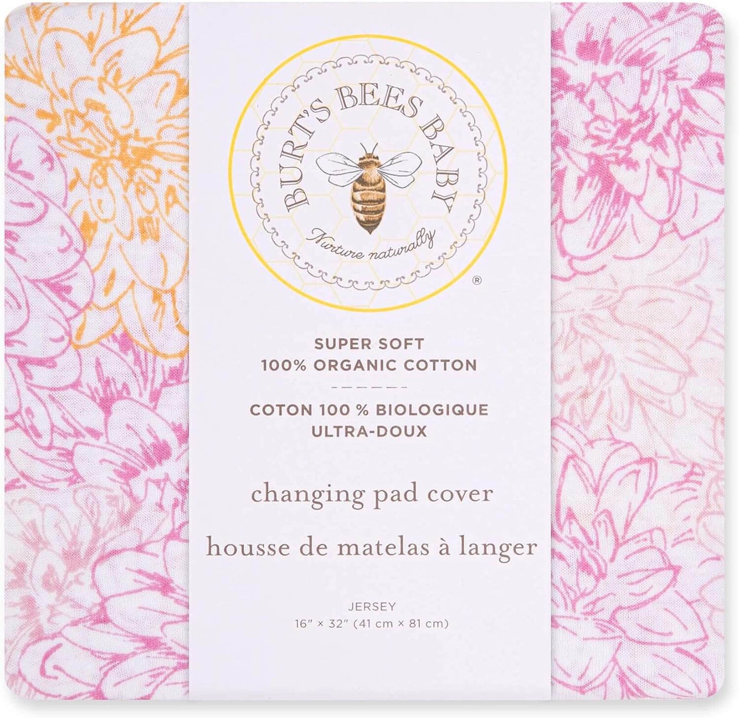 Burts Bees Baby Floral Organic Cotton Changing Pad Cover