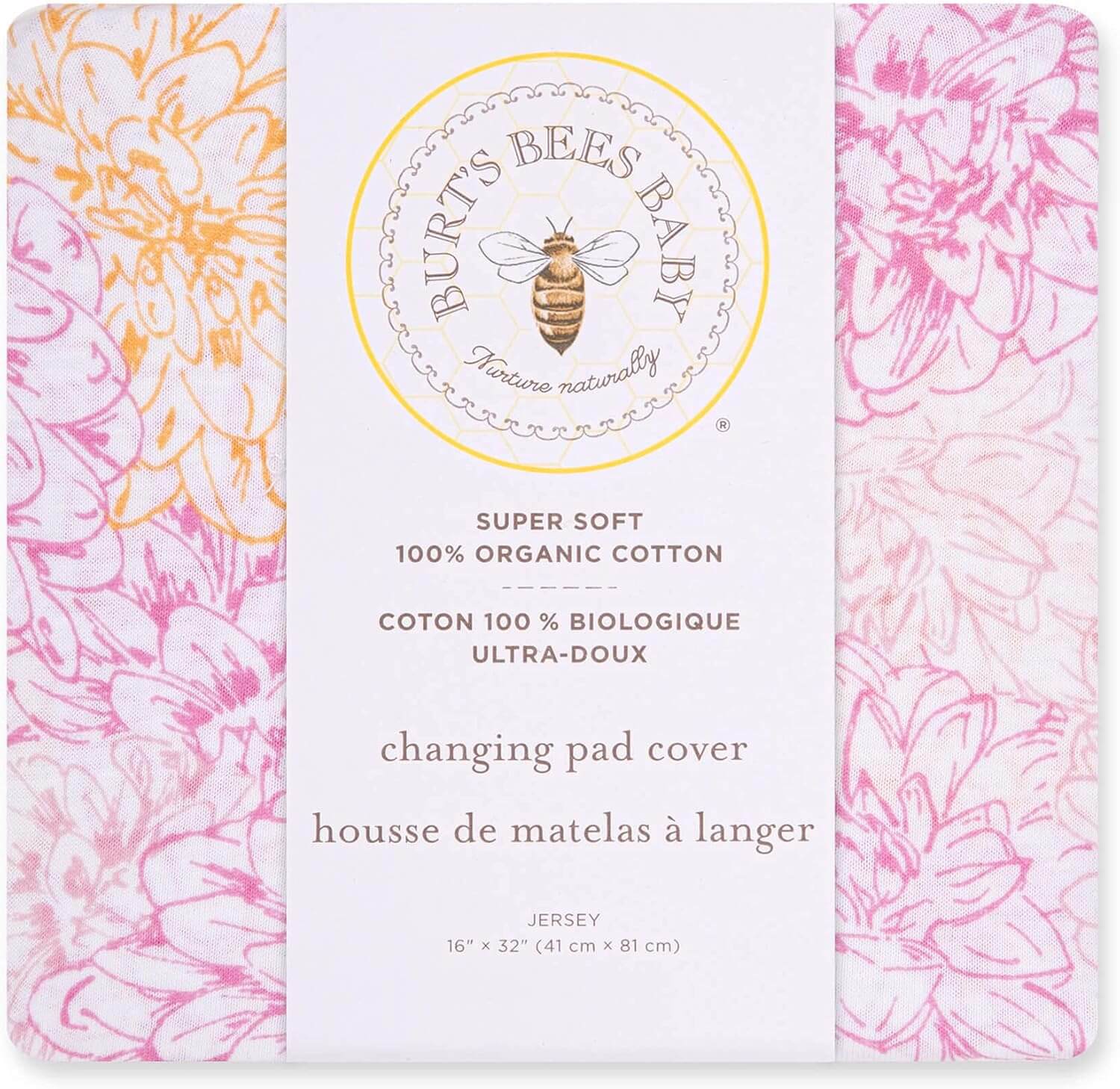 Burts Bees Baby Floral Organic Cotton Changing Pad Cover