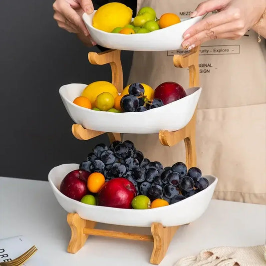 Ceramic Grove Tiered Ceramic Fruit Tray Stand
