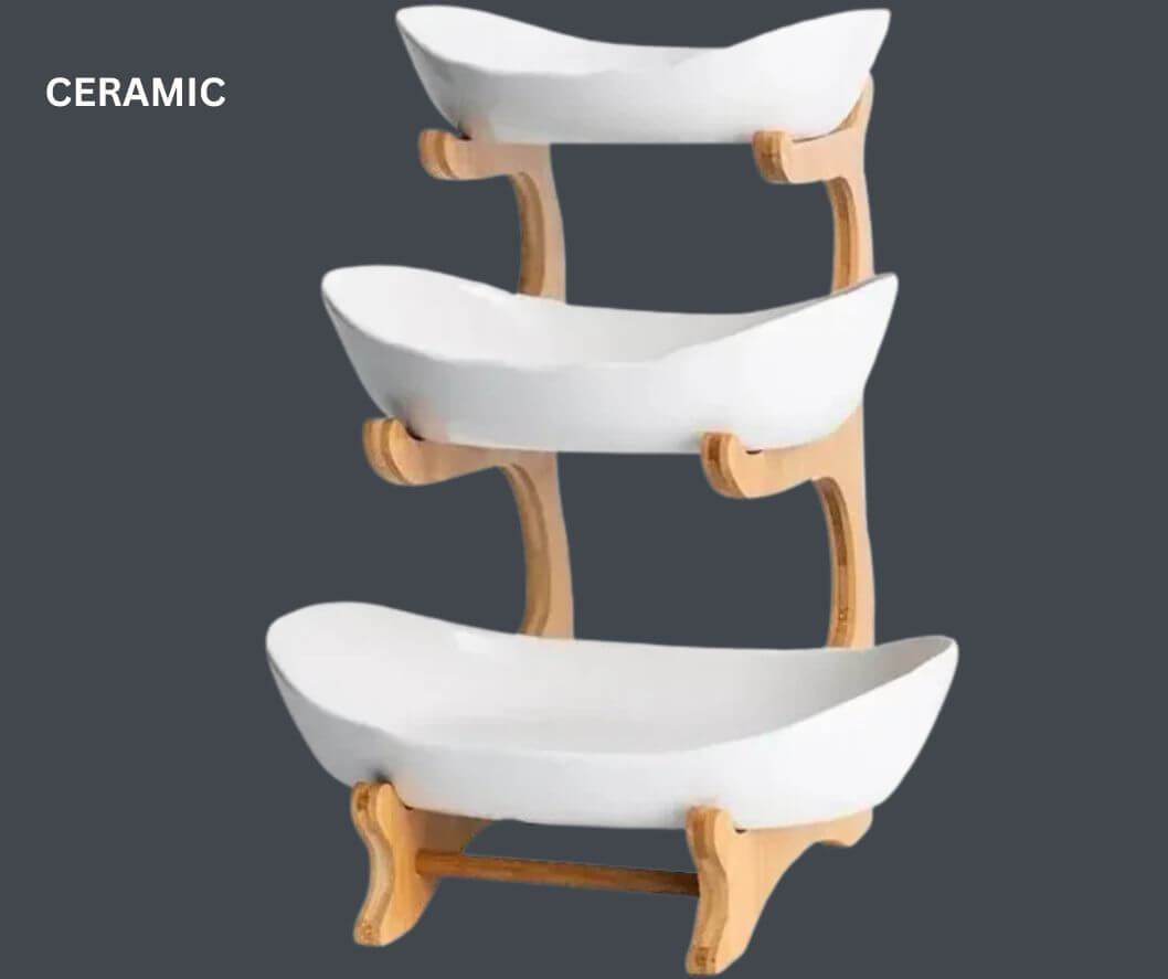 Ceramic Grove Tiered Ceramic Fruit Tray Stand