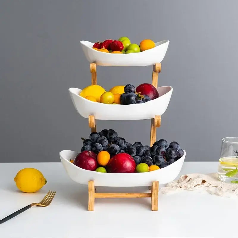 Ceramic Grove Tiered Ceramic Fruit Tray Stand