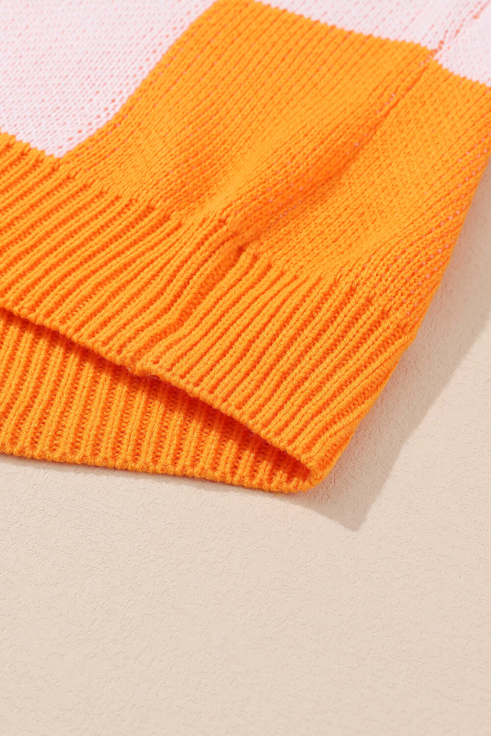 Checkered Bishop Sleeve Acrylic Knit Sweater