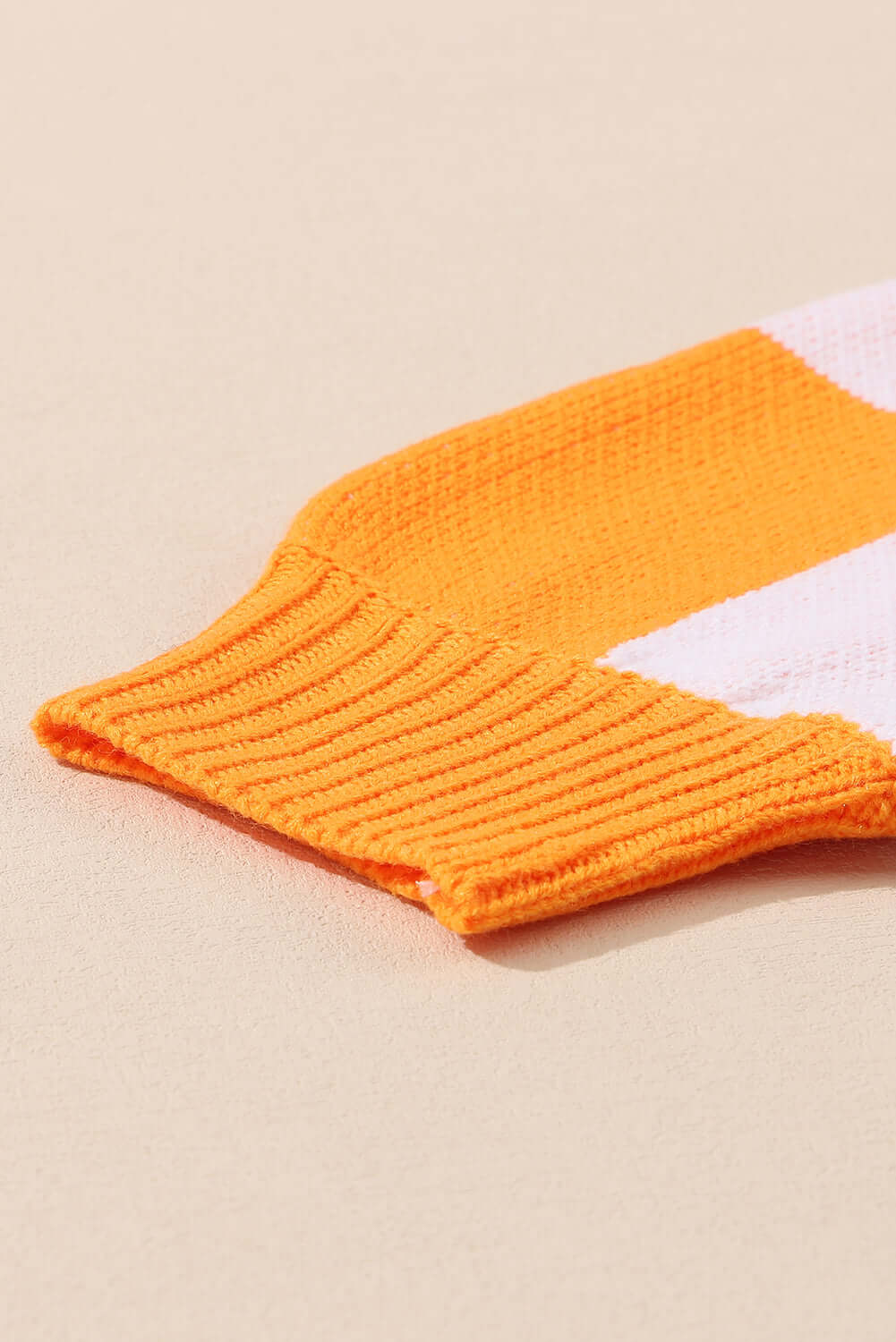 Checkered Bishop Sleeve Acrylic Knit Sweater