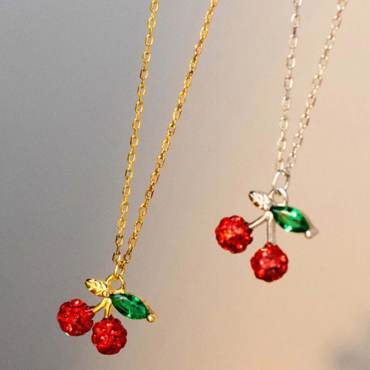 Cherry Charm: 925 Sterling Silver Pendant Necklace