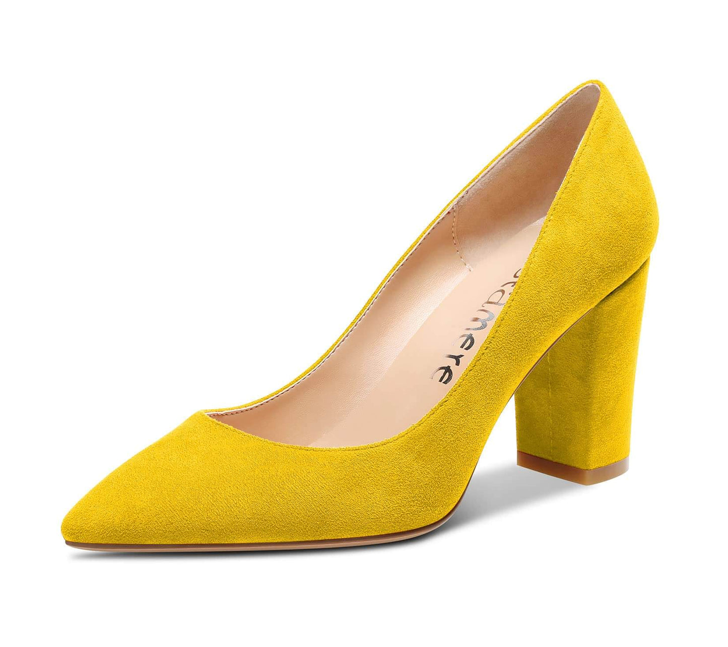 Chic Suede Block Heel Pointed Toe Pumps for Work & Party