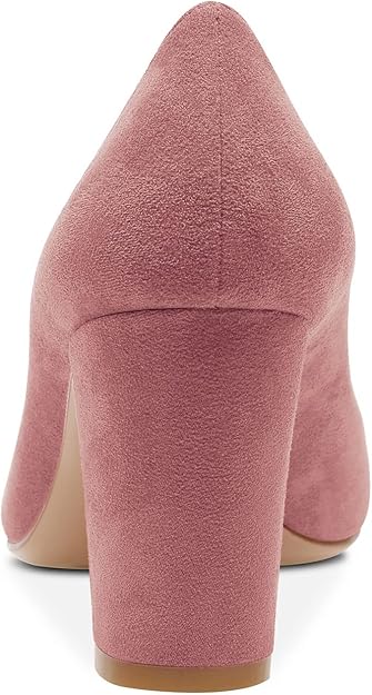 Chic Suede Block Heel Pointed Toe Pumps for Work & Party