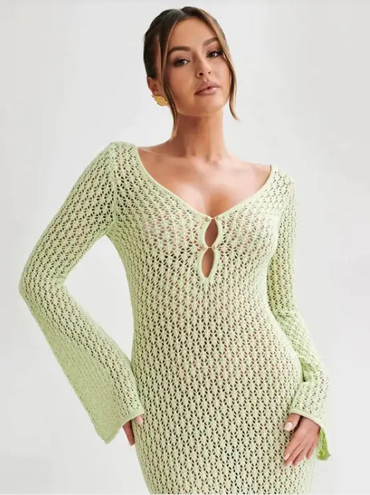 Coastal Breeze Solid Cover-Up Beach Dress